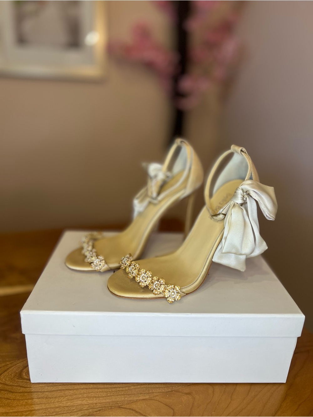 Bella Belle Mariee Elegant Bridal Heeled Sandals with Crystal Floral Strap - Picture 2 of 4